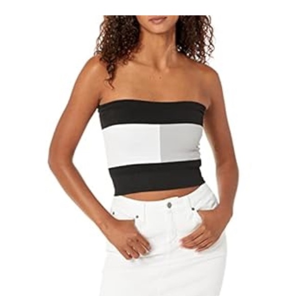 Tommy Hilfiger Sport Logo Flag Seamless Compression Bandeau Top Black,Pearl,Gray - Picture 2 of 4